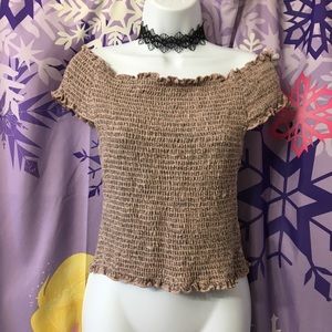 Purple Snow | Shirred Stretchy Cream Crop Top